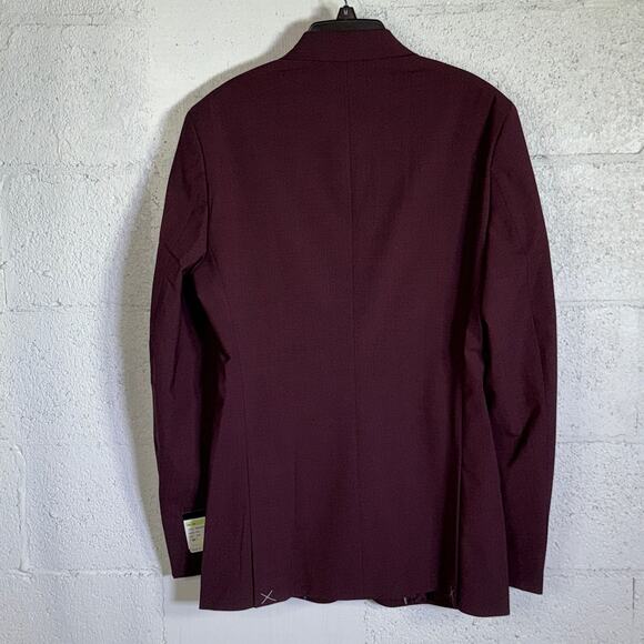 Bar III Men's Slim-Fit Wool Blend Suit Jacket Berry Red 38L $425 - Picture 9 of 9